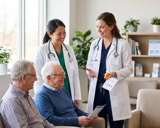 Caregiver checking on a senior at home