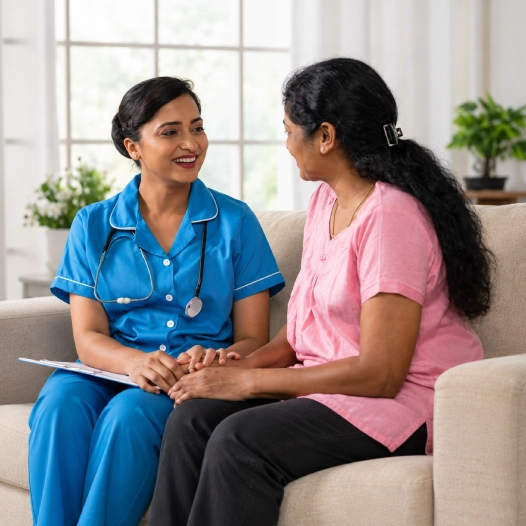 Doctor holding the hands of a patient during recovery