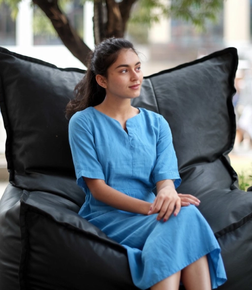 Caregiver and patient in a safe, comfortable living room
